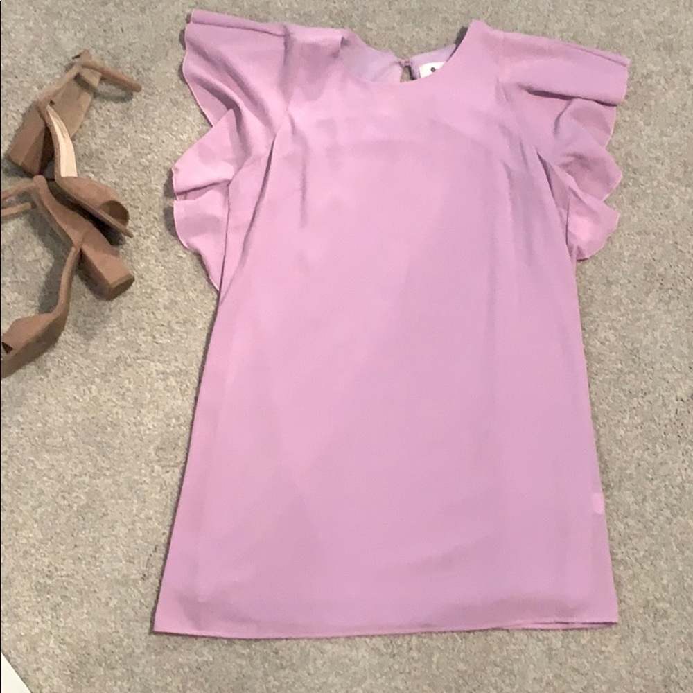 Lilac short ruffle sleeve dress